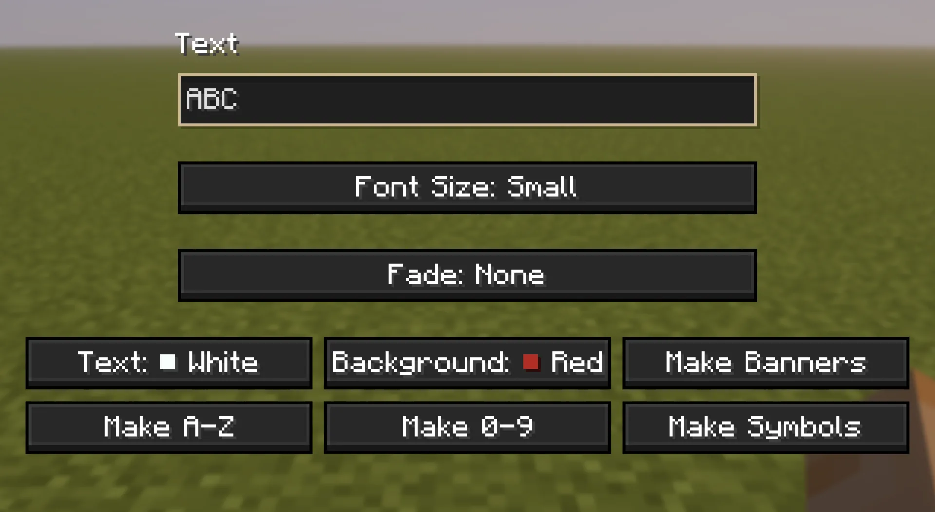 The in-game dialog for creating letter banners